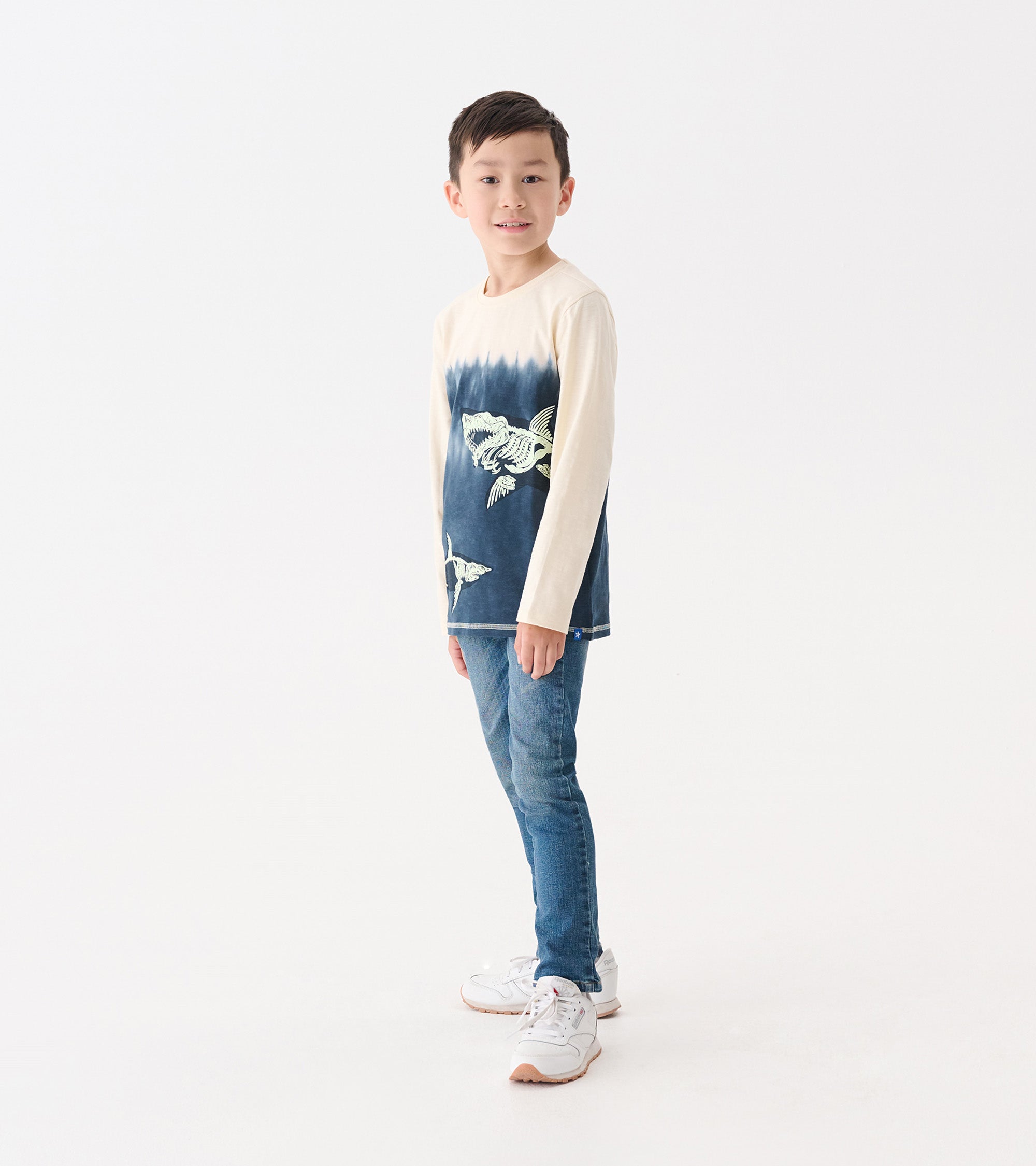 Hatley Boys Shark Bones Glow in the Dark Long Sleeve Graphic Tee