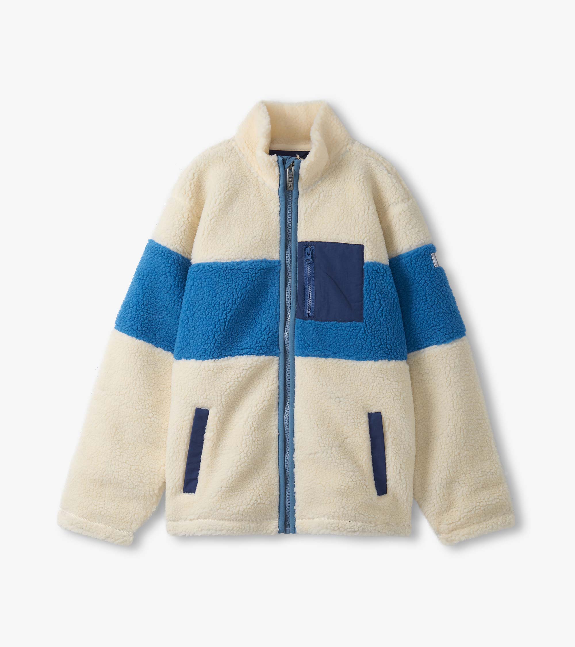 Hatley Boys White Smoke Faux Sherpa Zip-Up Jacket