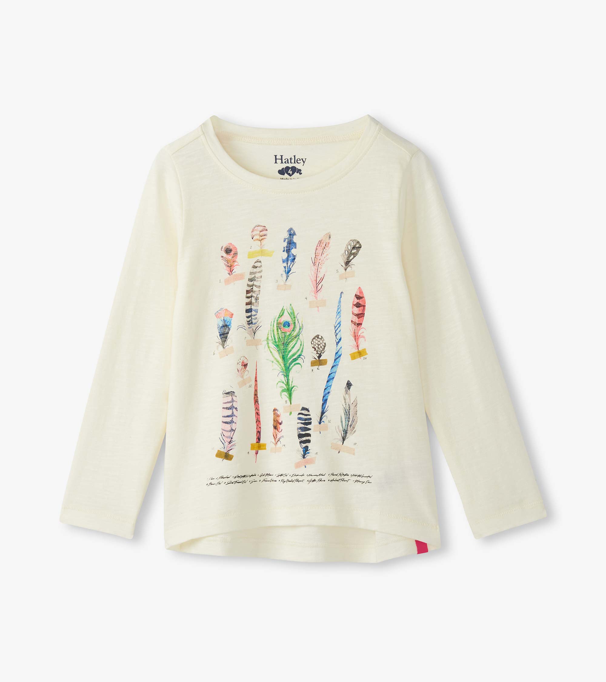 Hatley Girls Feathers Long Sleeve Graphic Tee