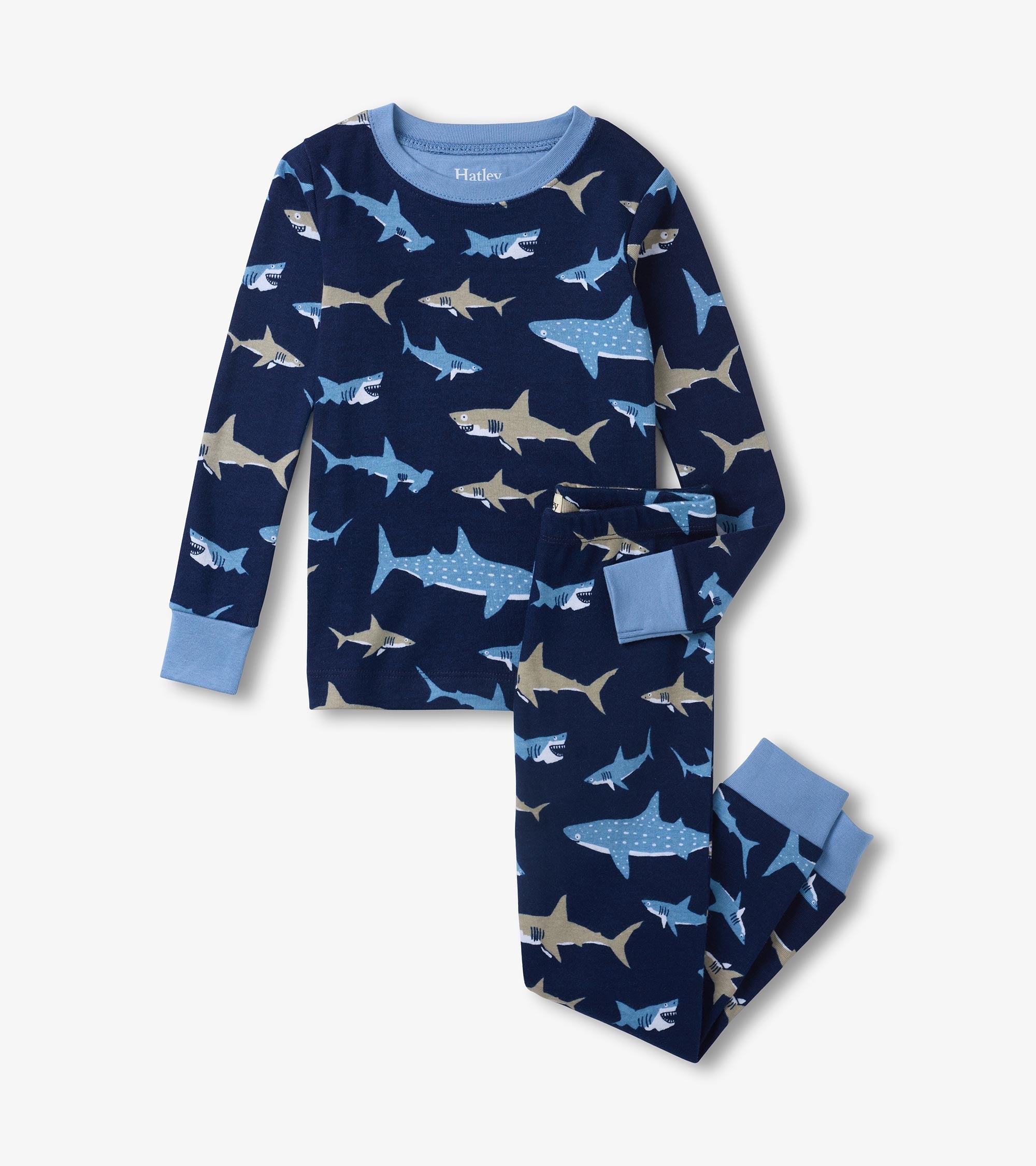 Hatley Boys Shark Frenzy Long Sleeve Pajama Set