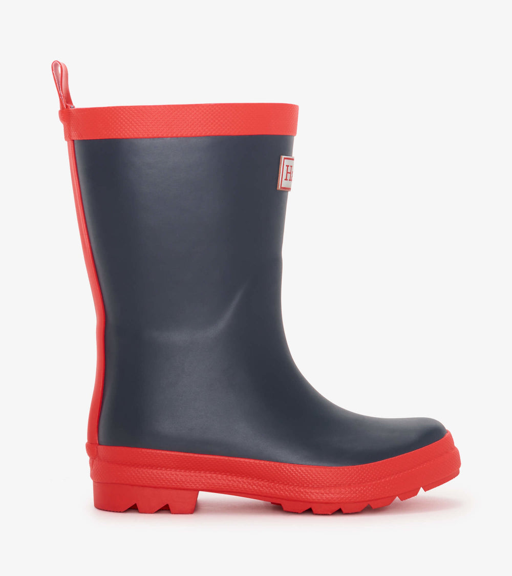 Hatley Kids Navy & Red Matte Rain Boots