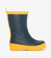 Hatley Kids Navy & Yellow Matte Rain Boots