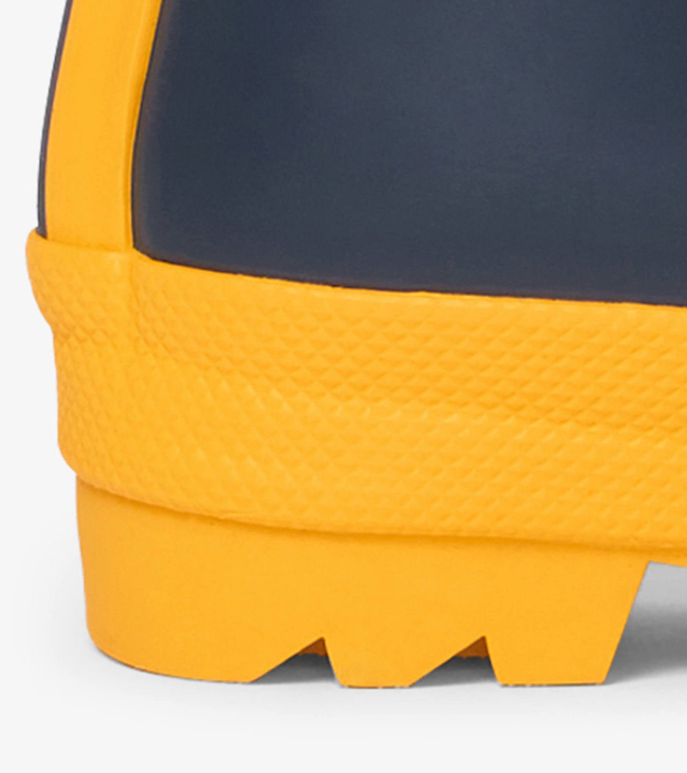Hatley Kids Navy & Yellow Matte Rain Boots