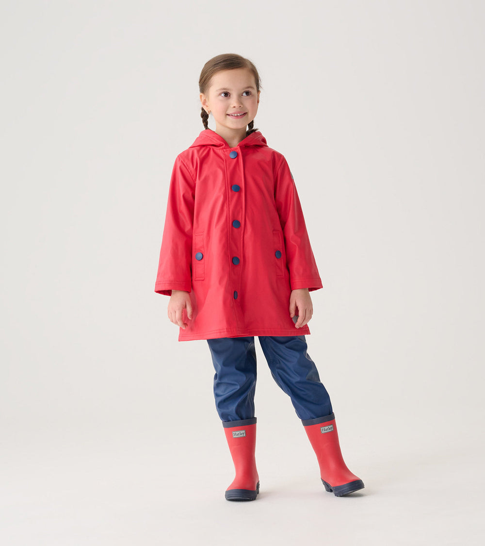 Hatley Kids Red & Navy Button-Up Rain Jacket