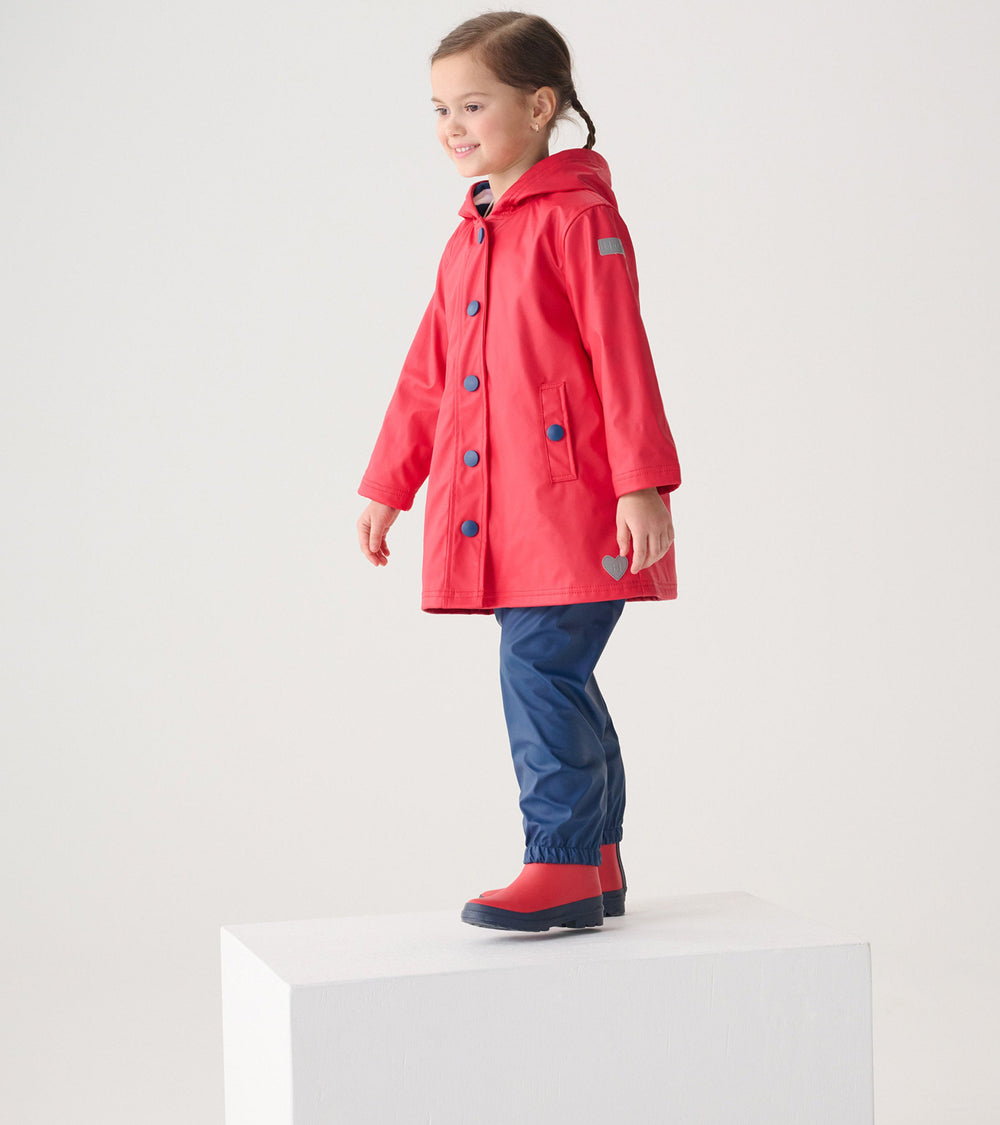Hatley Kids Red & Navy Button-Up Rain Jacket