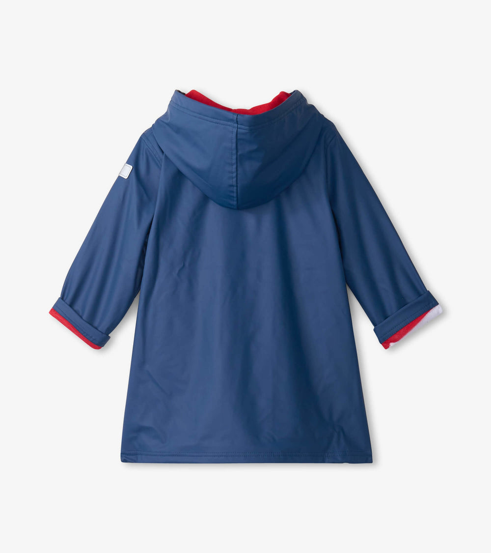 Hatley Kids Navy & Red Button-Up Rain Jacket