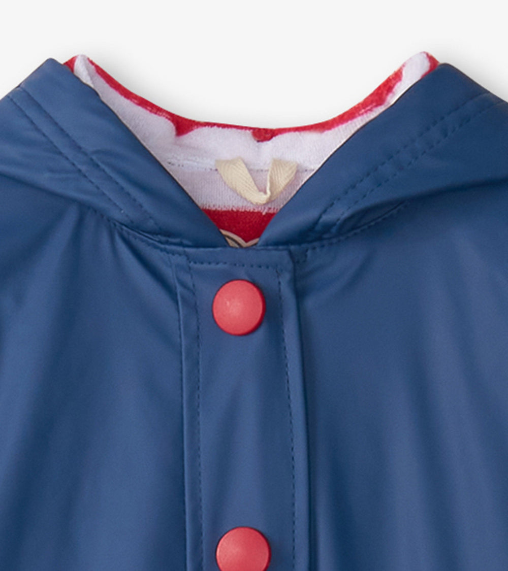 Hatley Kids Navy & Red Button-Up Rain Jacket
