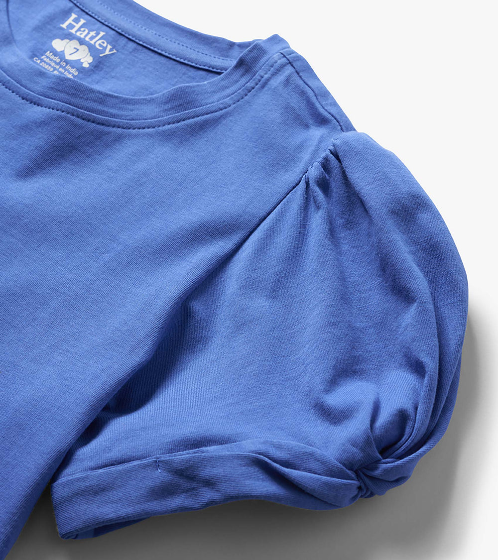 Hatley Girls Amparo Blue Twisted Sleeve T-Shirt