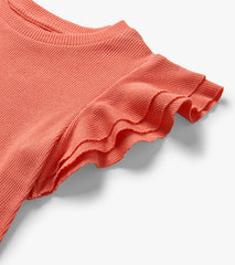 Hatley Girls Coral Fusion Ruffle Sleeve Tank