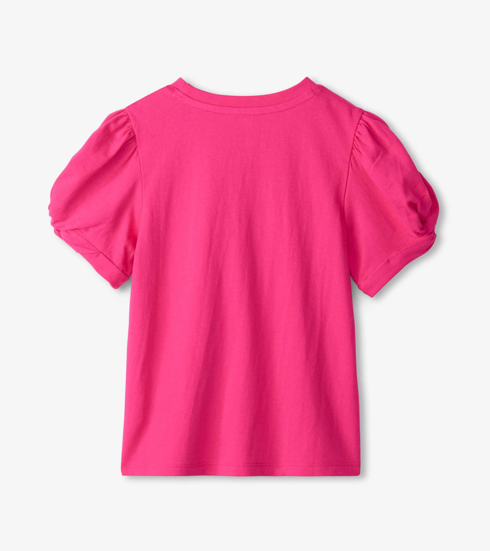 Hatley Girls Pink Twisted Sleeve Tee