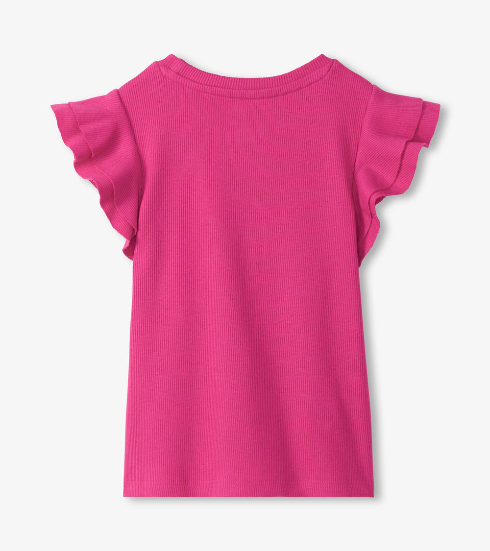 Hatley Girls Raspberry Rose Ruffle Sleeve Tank