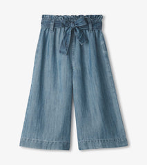 Hatley Girls Smokey Blue Wash Cropped Paperbag Pants