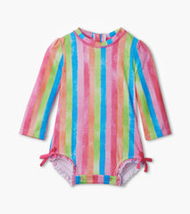 Hatley Baby Girls Rainbow Stripes Rashguard Swimsuit