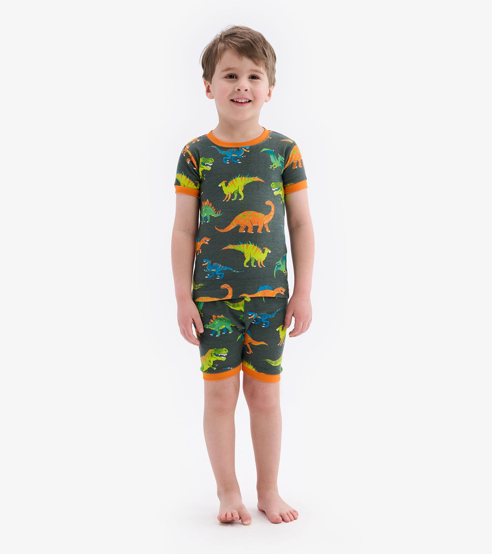 Hatley Colorblock Dino Short Pajama Set
