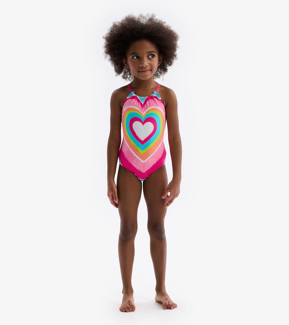 Hatley Psychedelic Heart Gather Front Swimsuit