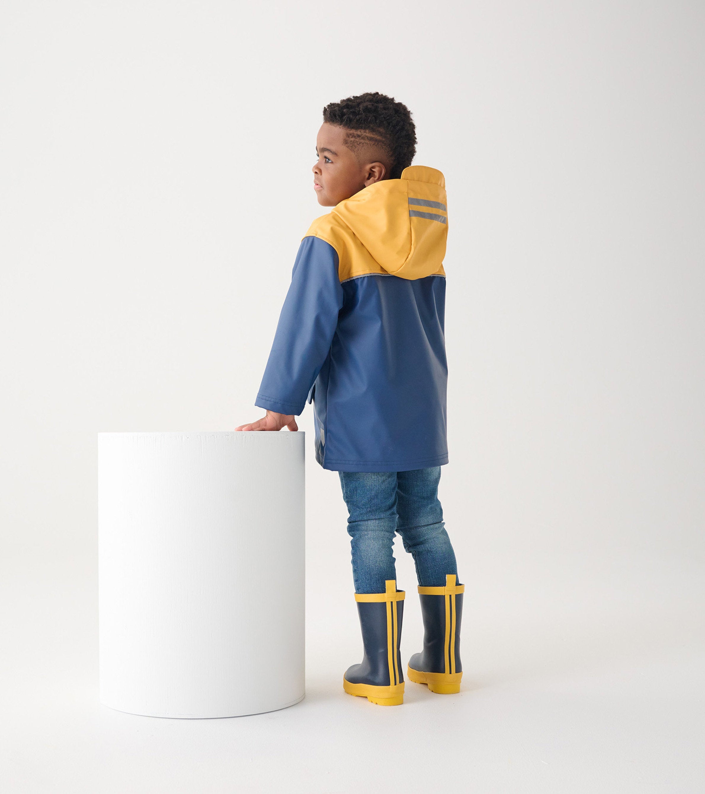 Hatley Kids Yellow & Navy Zip-Up Rain Jacket