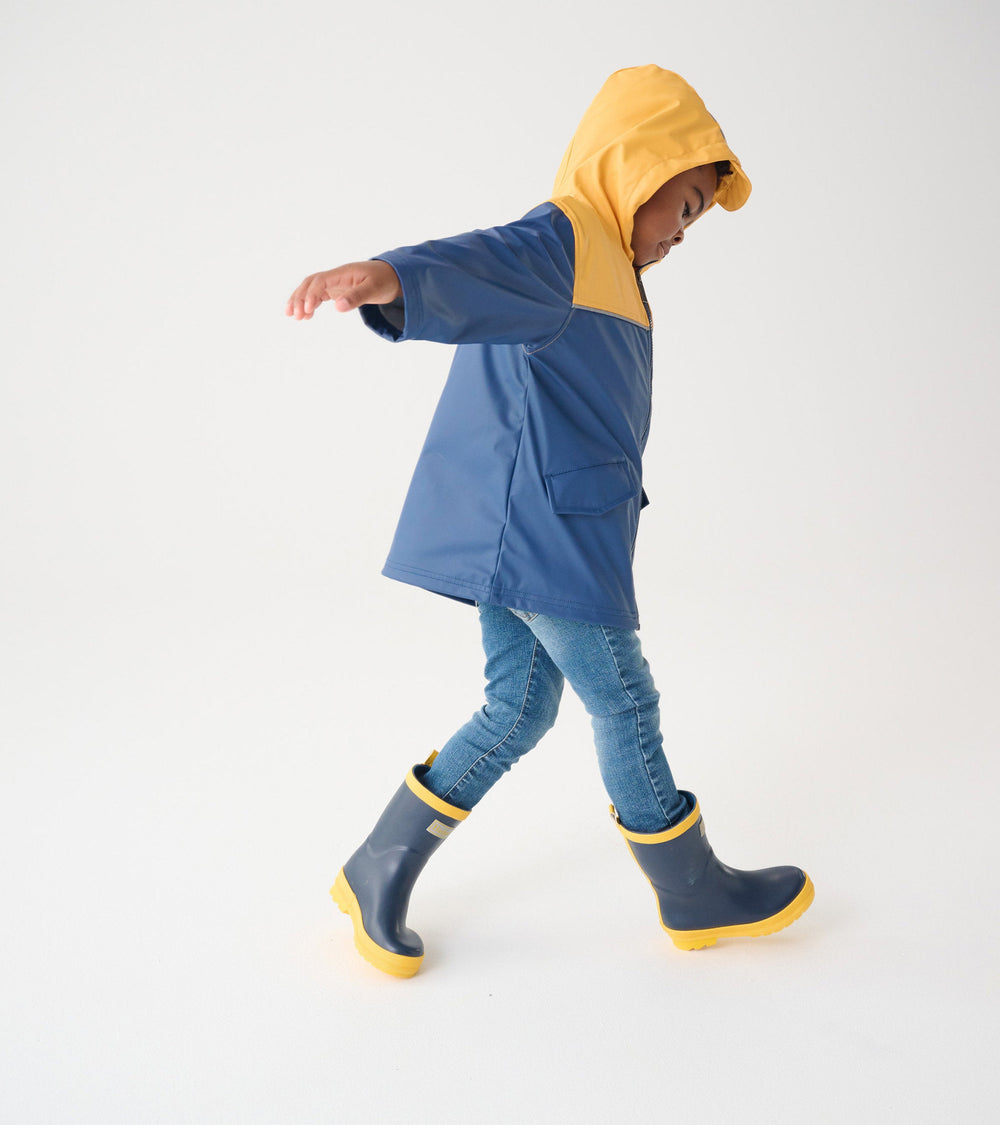 Hatley Kids Yellow & Navy Zip-Up Rain Jacket