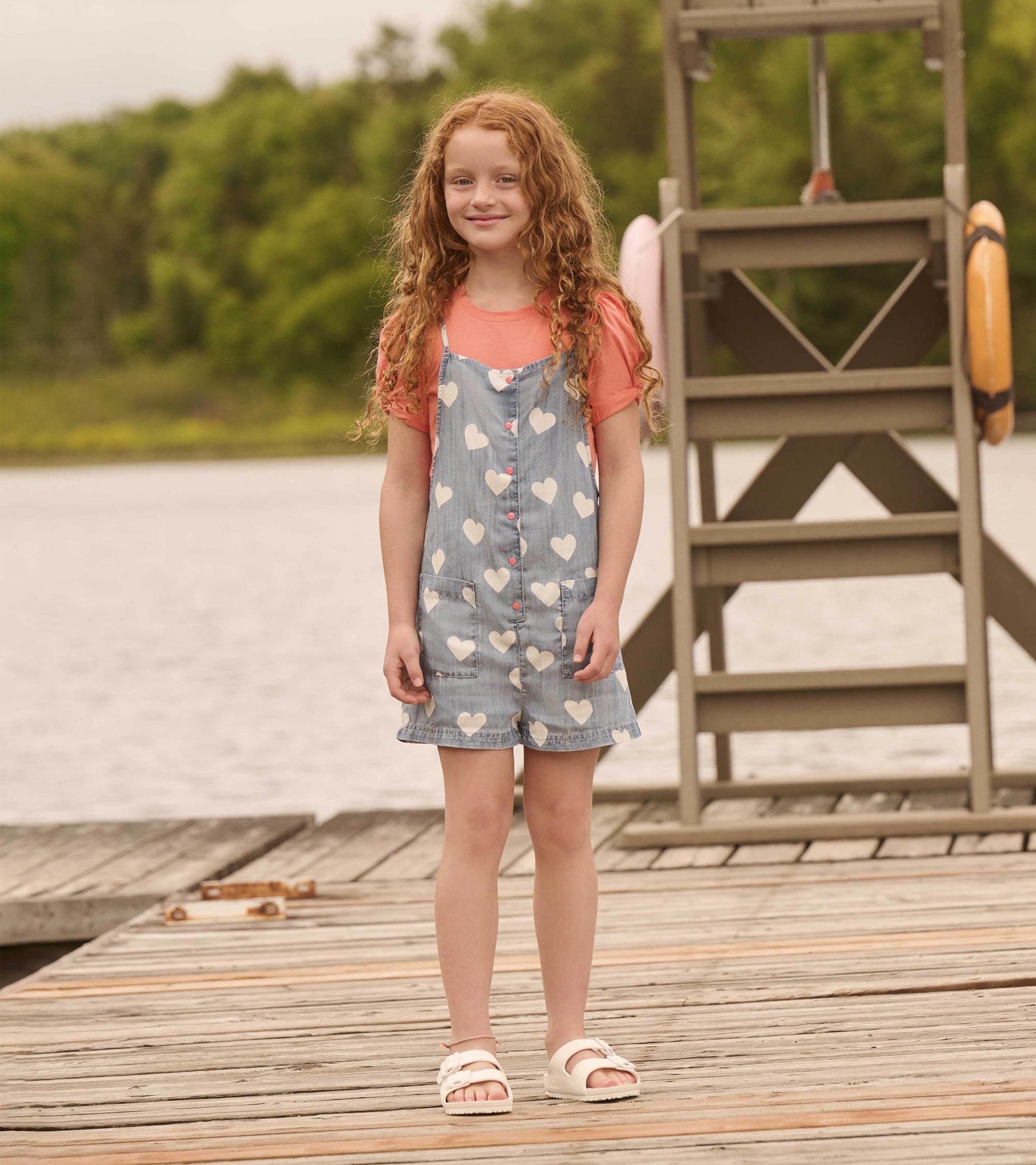 Hatley Girls Hearts Slouchy Overalls