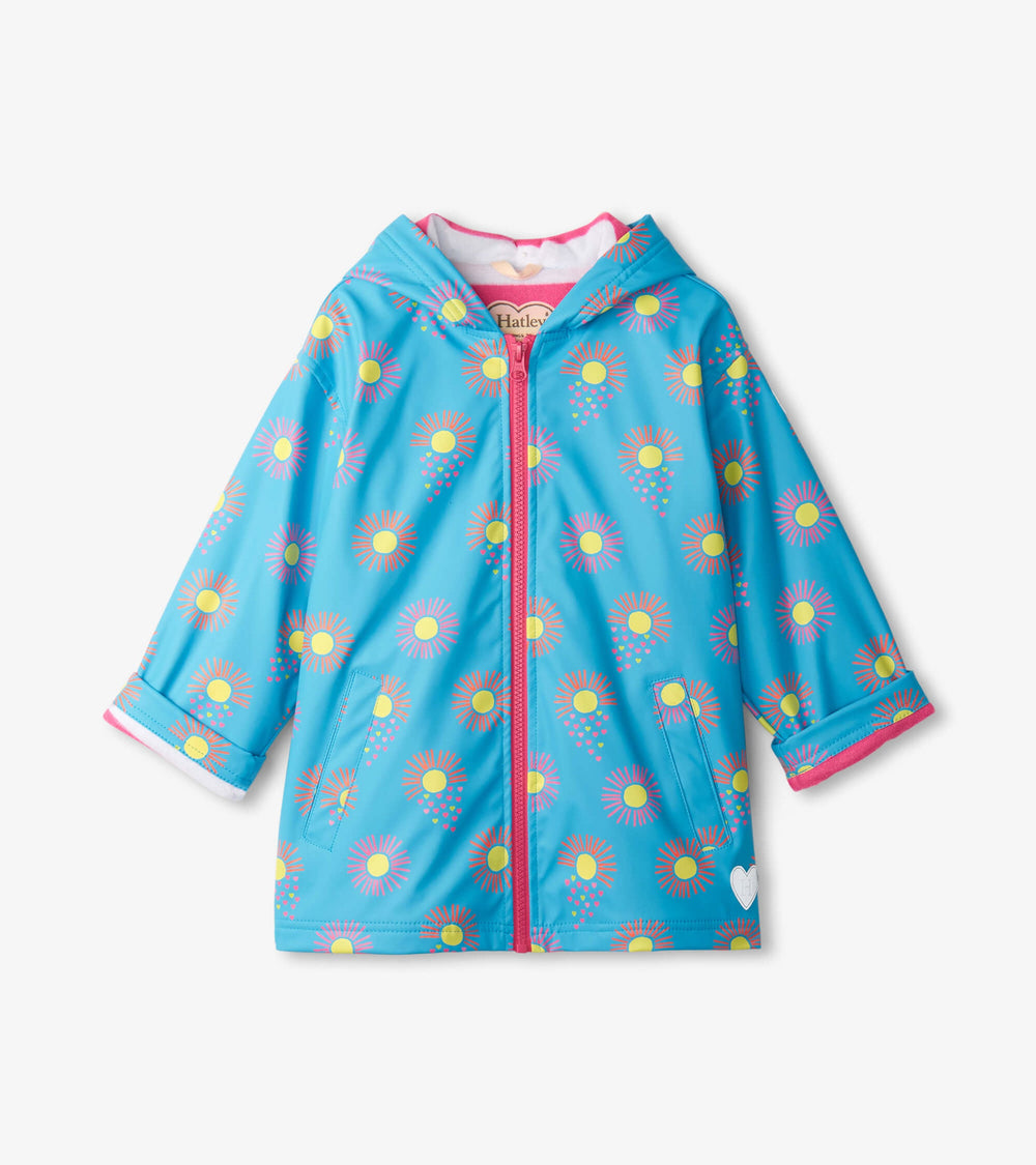 Hatley Girls Sunrays Zip-Up Rain Jacket