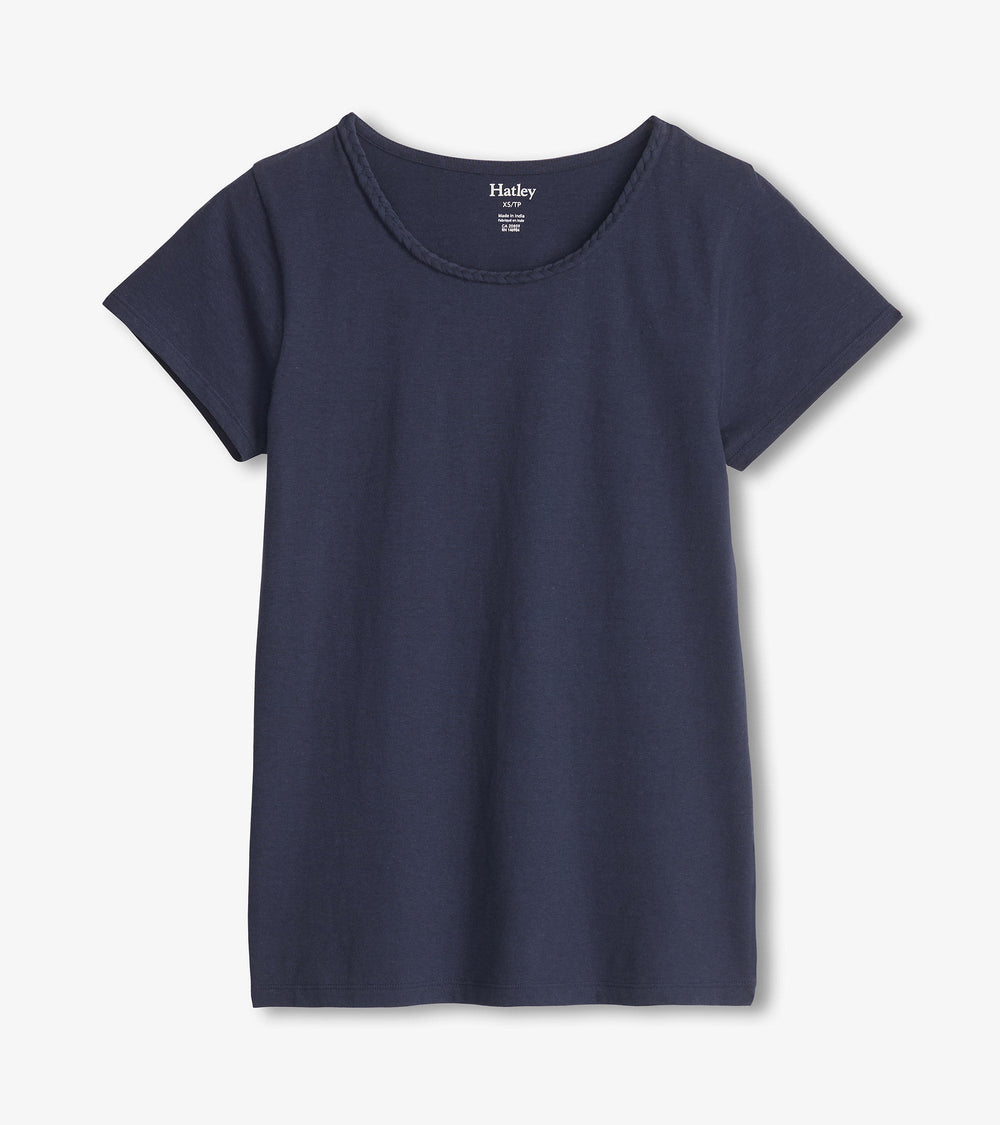 Hatley Braided Neck Tee - Navy