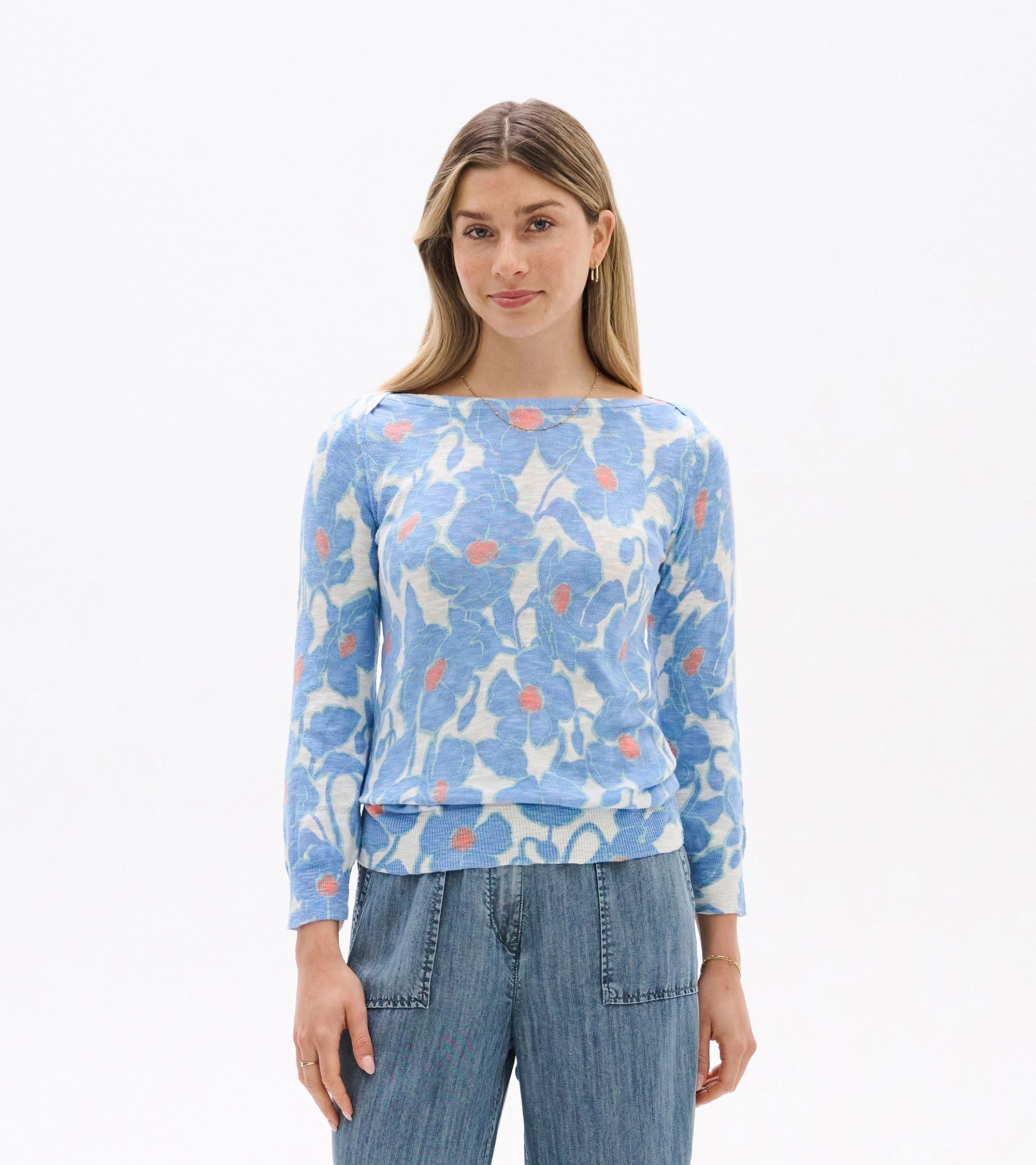 Hatley 3/4 Sleeve Knit Breton - Textured Poppies