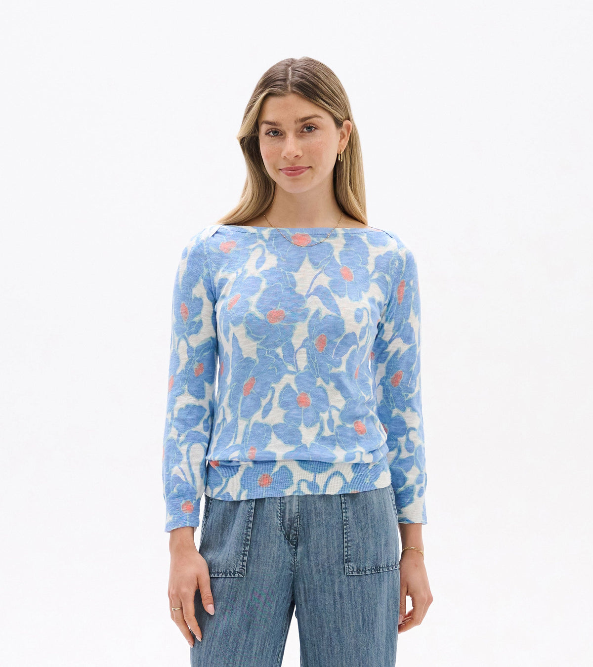 Hatley 3/4 Sleeve Knit Breton - Textured Poppies