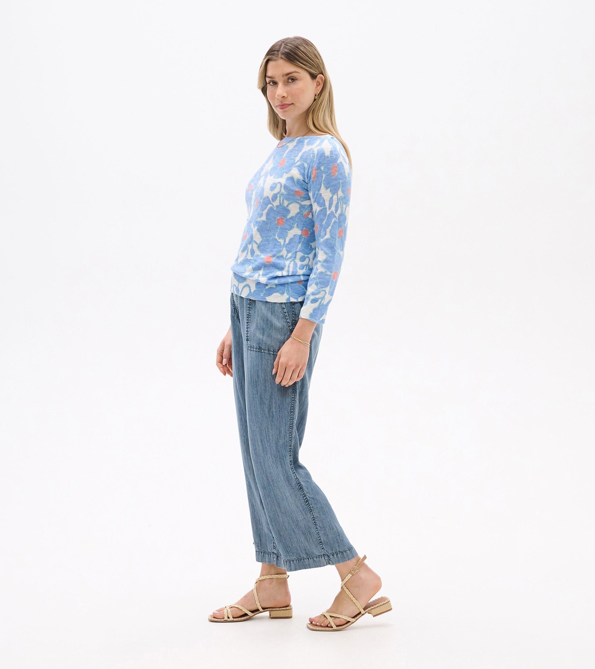Hatley 3/4 Sleeve Knit Breton - Textured Poppies