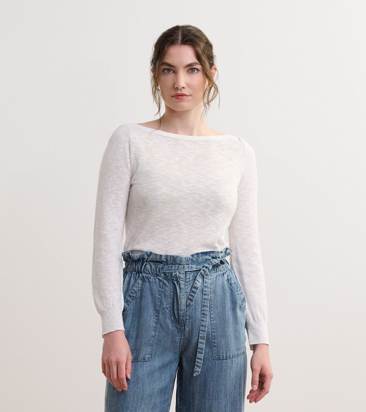 Hatley 3/4 Sleeve Knit Breton - White