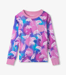 Hatley Girls Airbrush Dolphins Bamboo Pajama Set