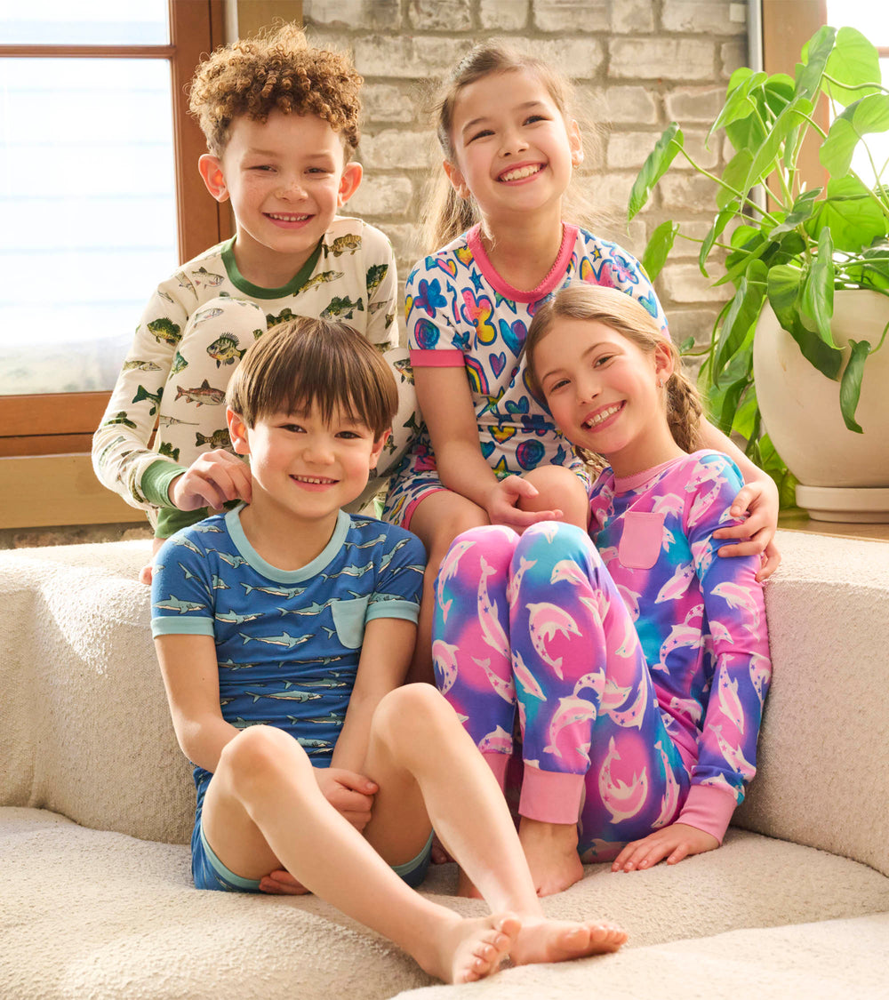 Hatley Girls Airbrush Dolphins Bamboo Pajama Set