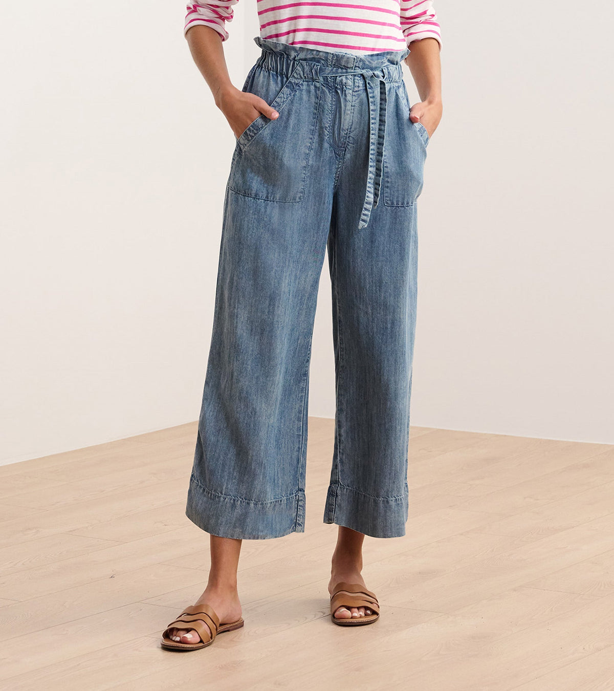 Hatley Tie Front Pants - Blue Acid Wash