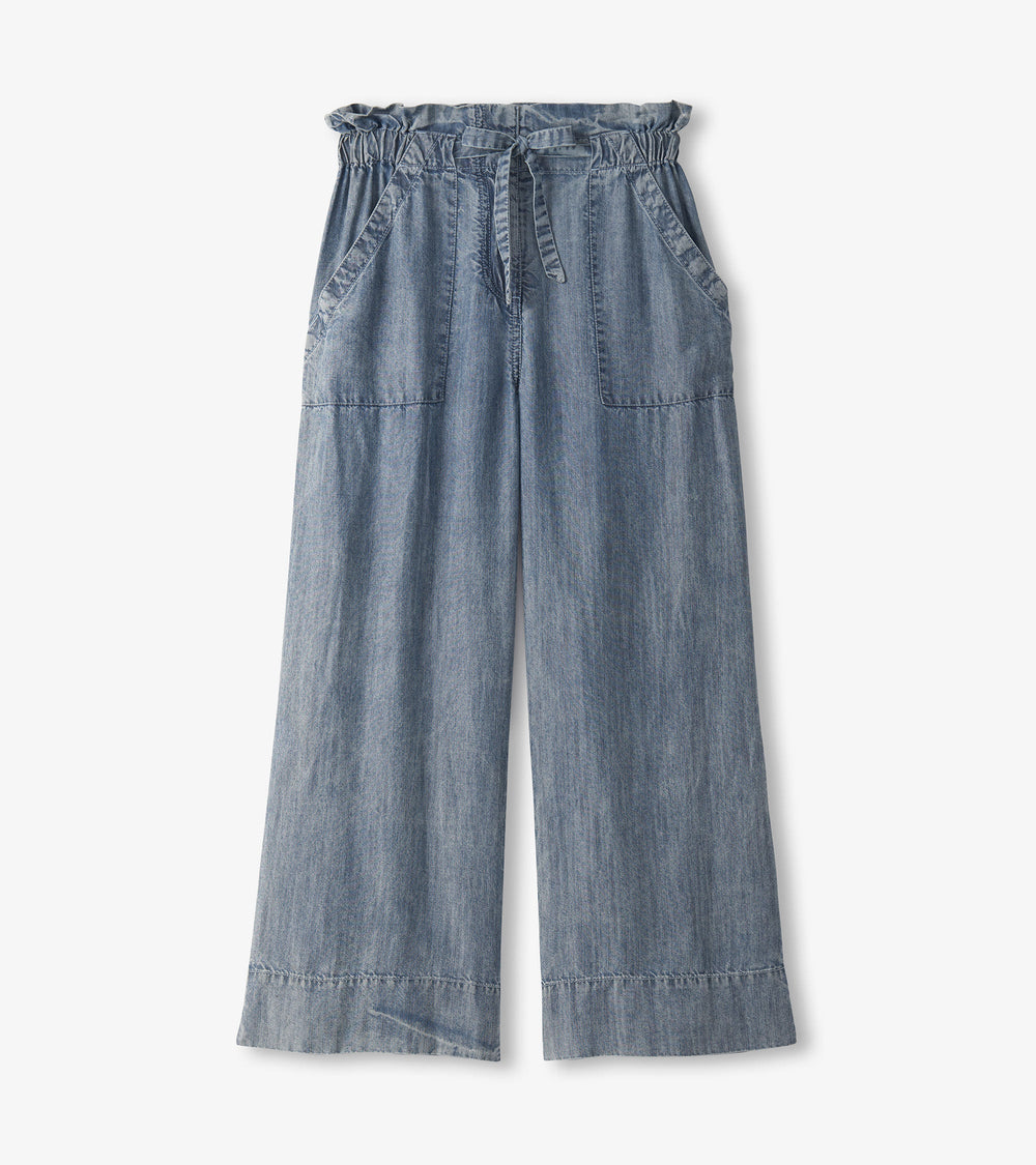 Hatley Tie Front Pants - Blue Acid Wash