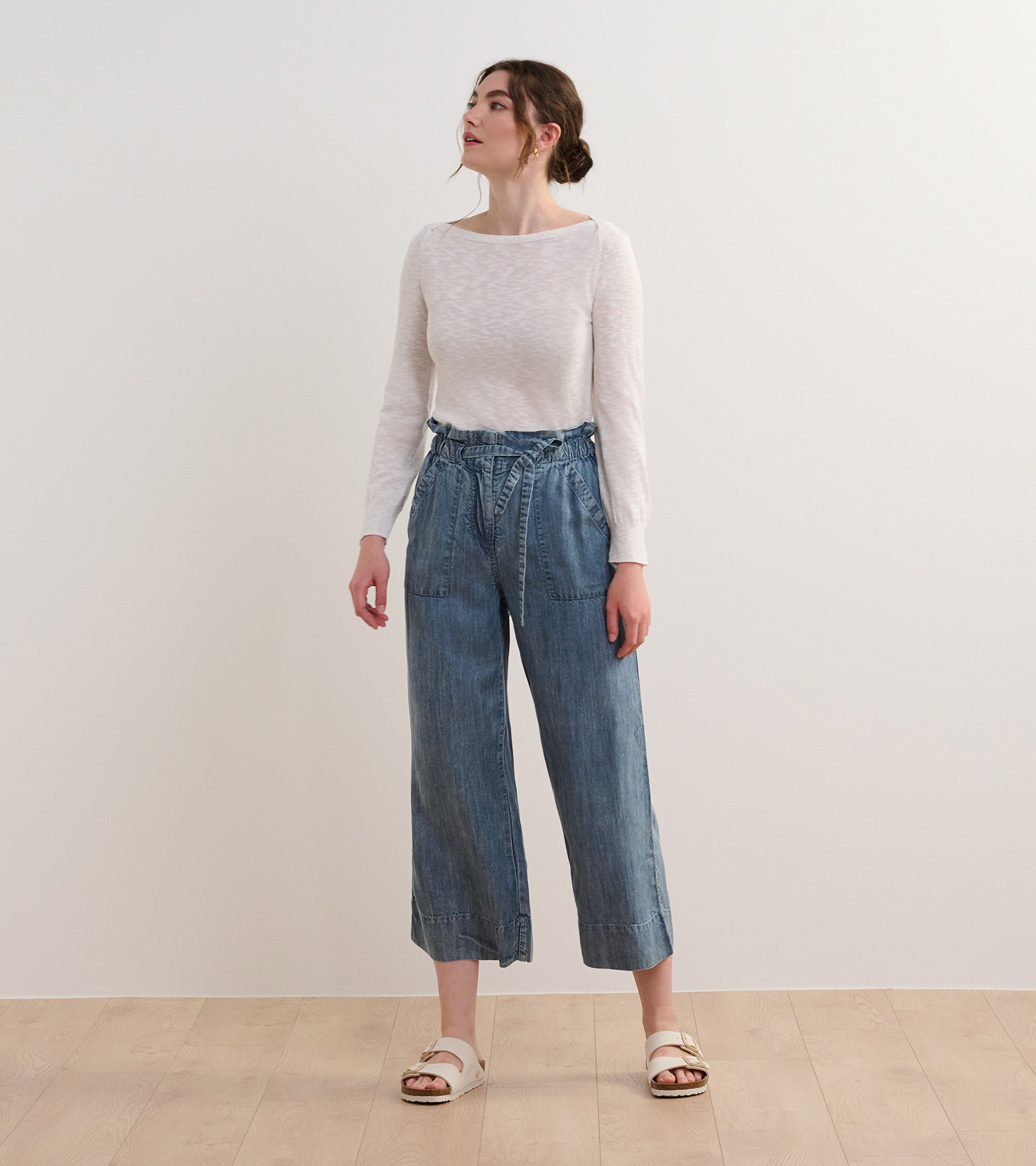 Hatley Tie Front Pants - Blue Acid Wash