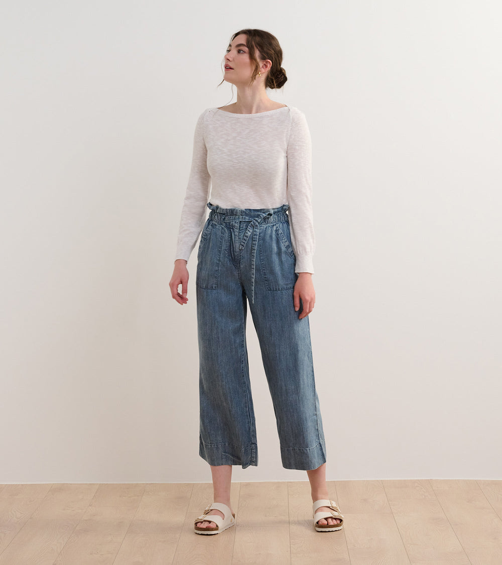 Hatley Tie Front Pants - Blue Acid Wash