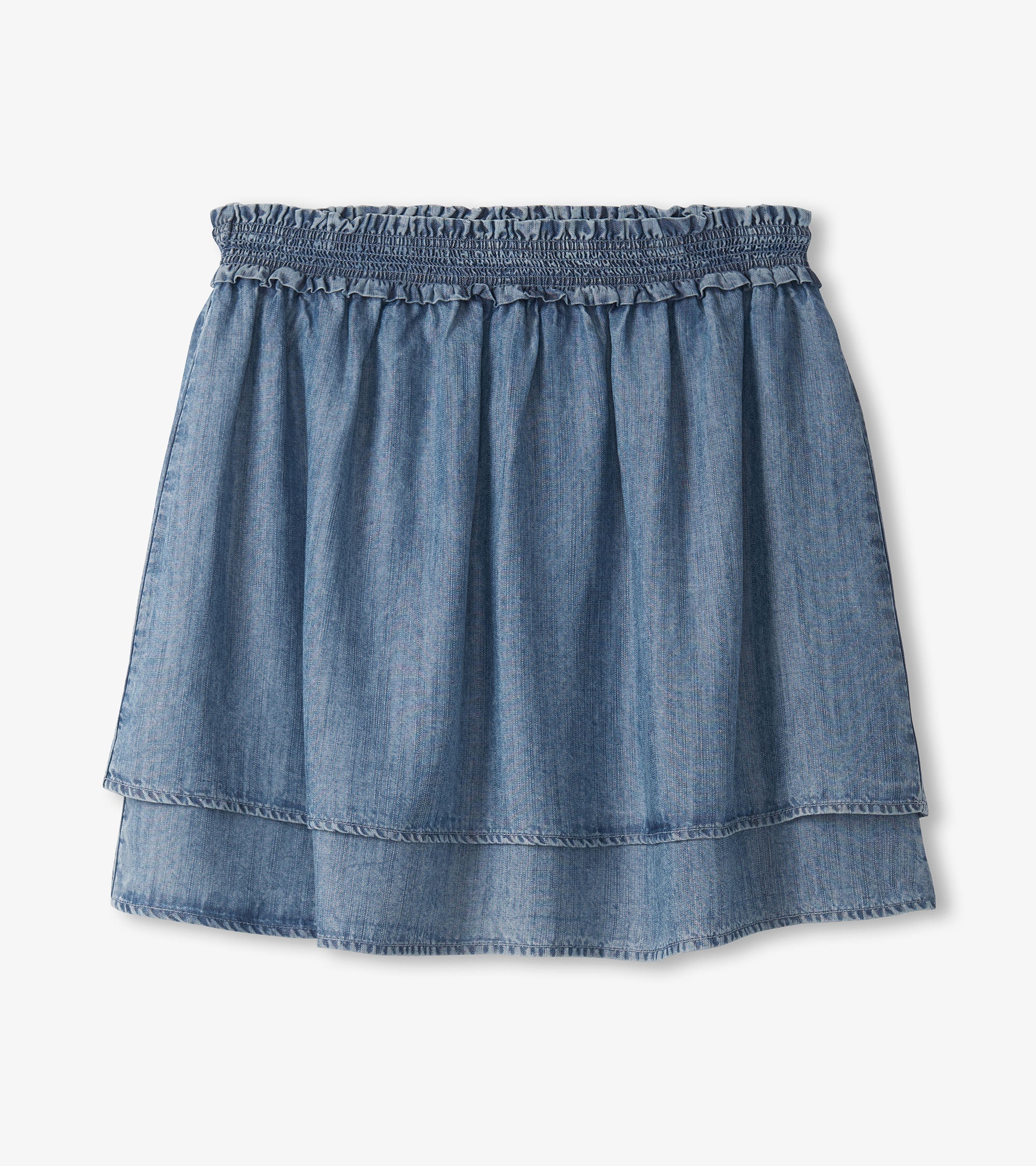 Hatley Layered Smocked Skirt - Blue Acid Wash