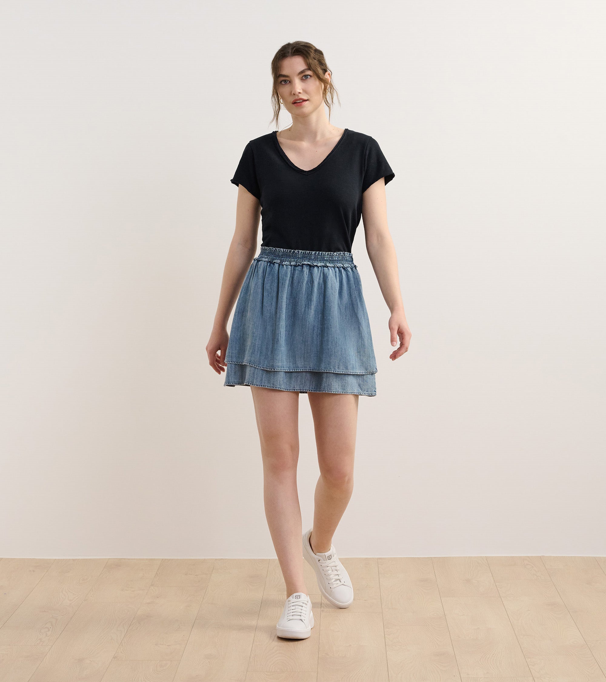 Hatley Layered Smocked Skirt - Blue Acid Wash