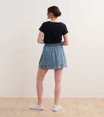 Hatley Layered Smocked Skirt - Blue Acid Wash