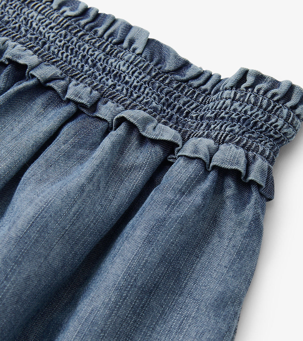 Hatley Layered Smocked Skirt - Blue Acid Wash