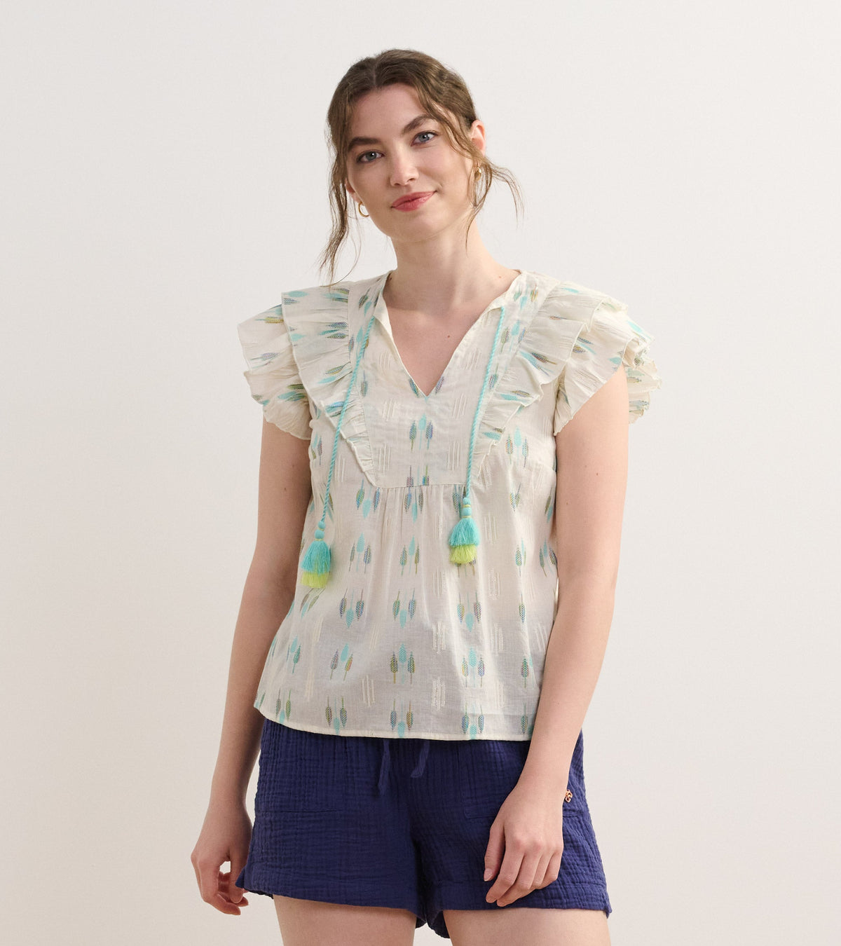 Hatley Alexa Popover - Blue Feather Ikat