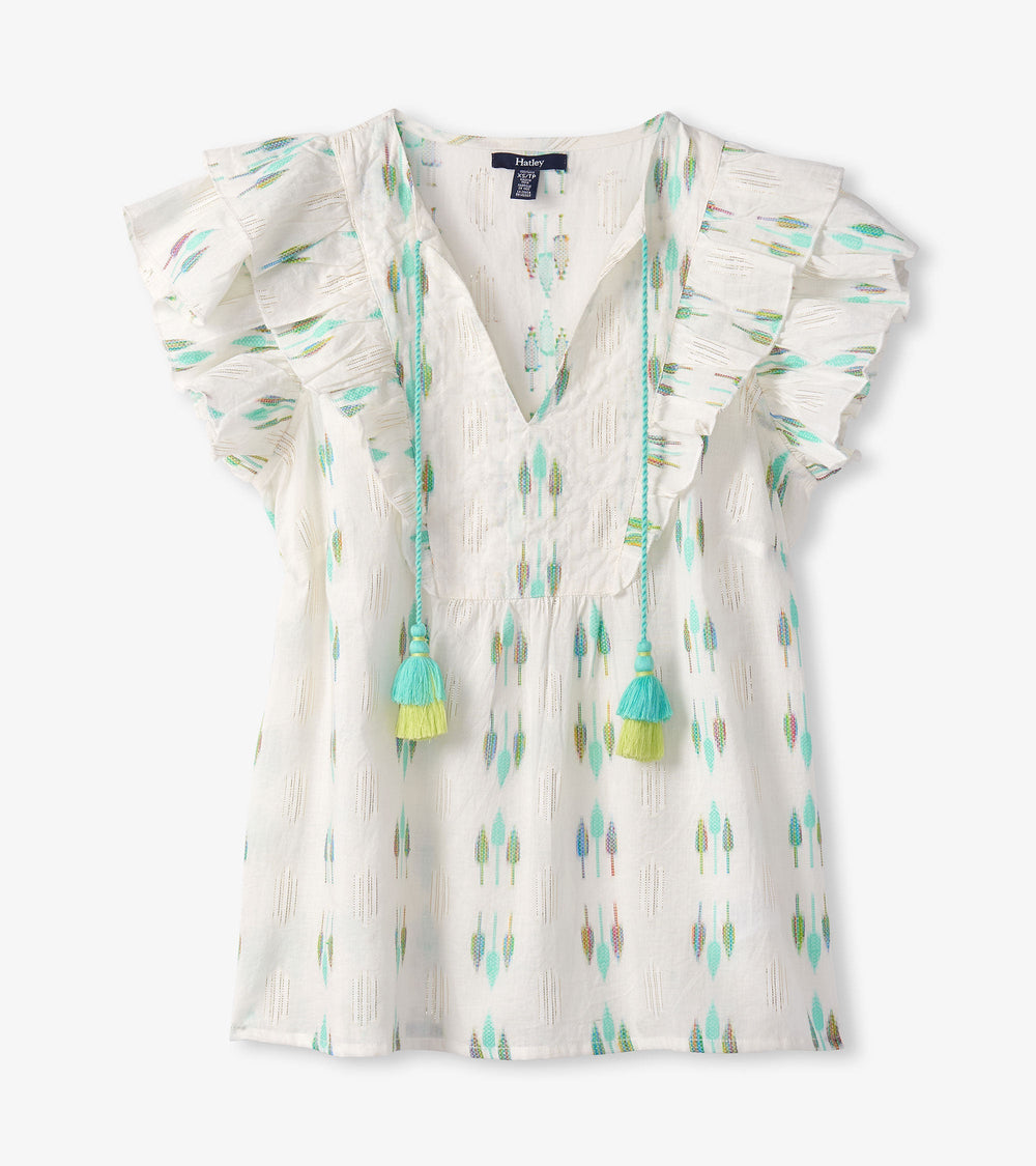 Hatley Alexa Popover - Blue Feather Ikat