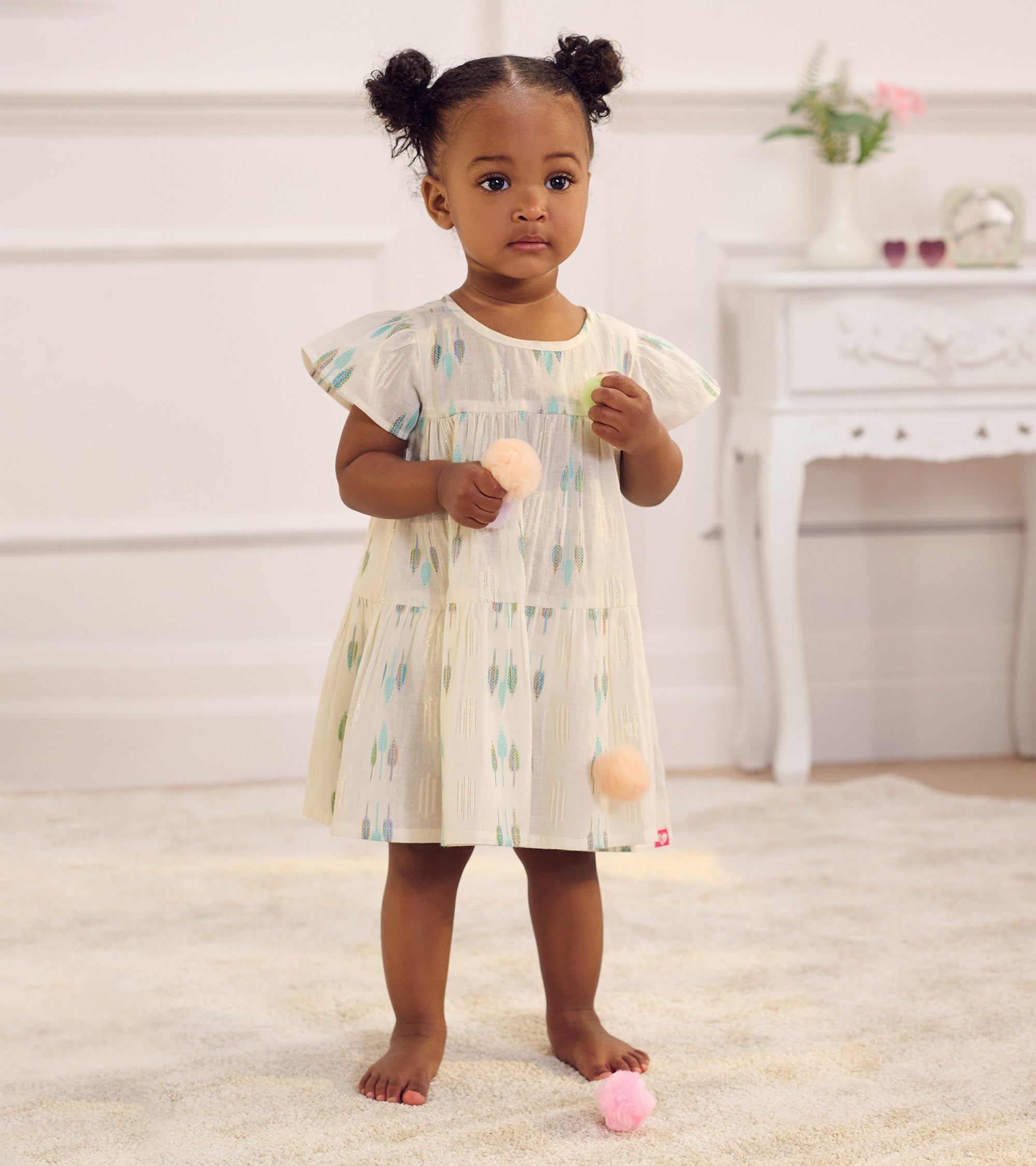 Hatley Baby & Toddler Girls Blue Feathers Woven Puff Dress