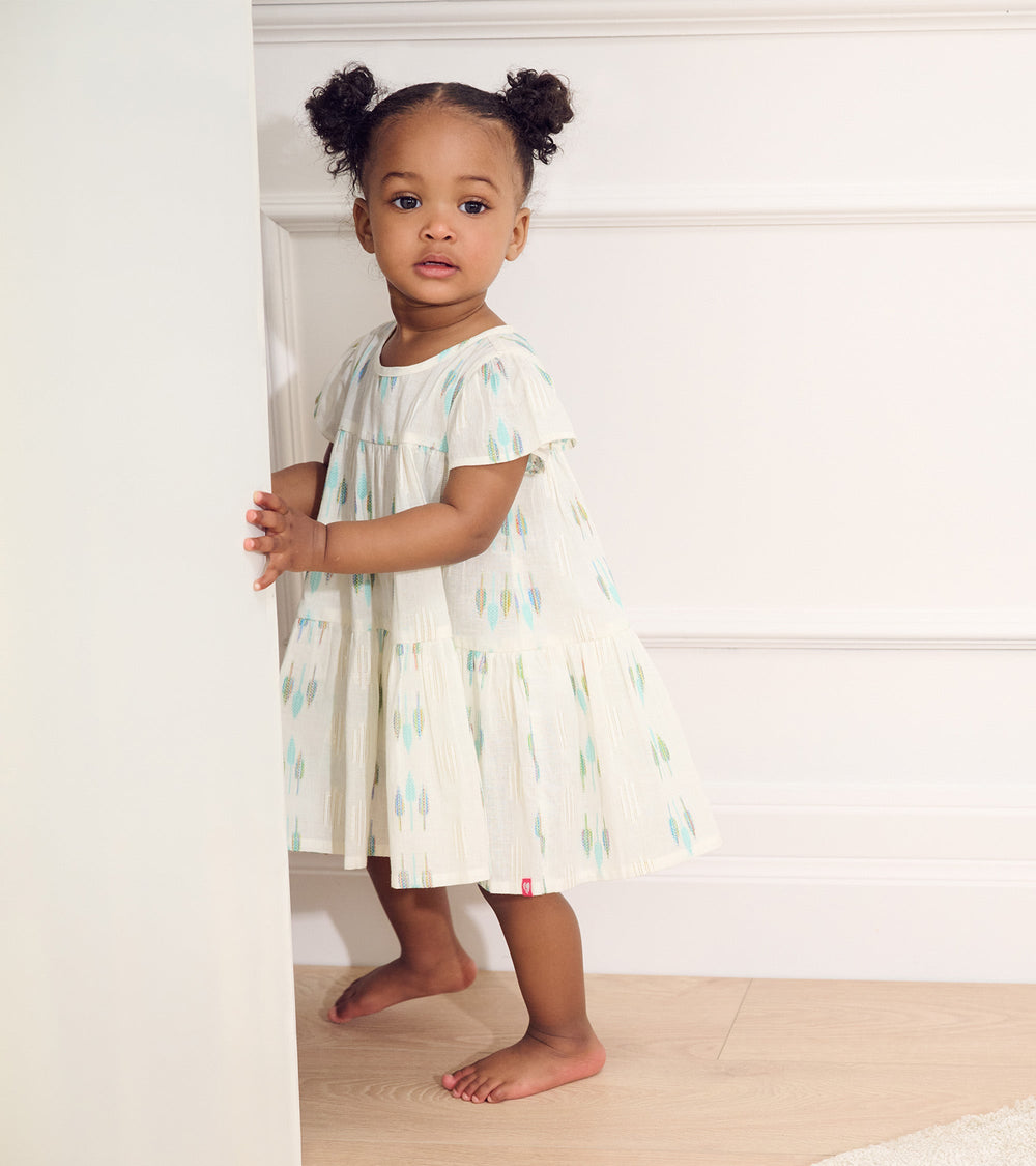 Hatley Baby & Toddler Girls Blue Feathers Woven Puff Dress