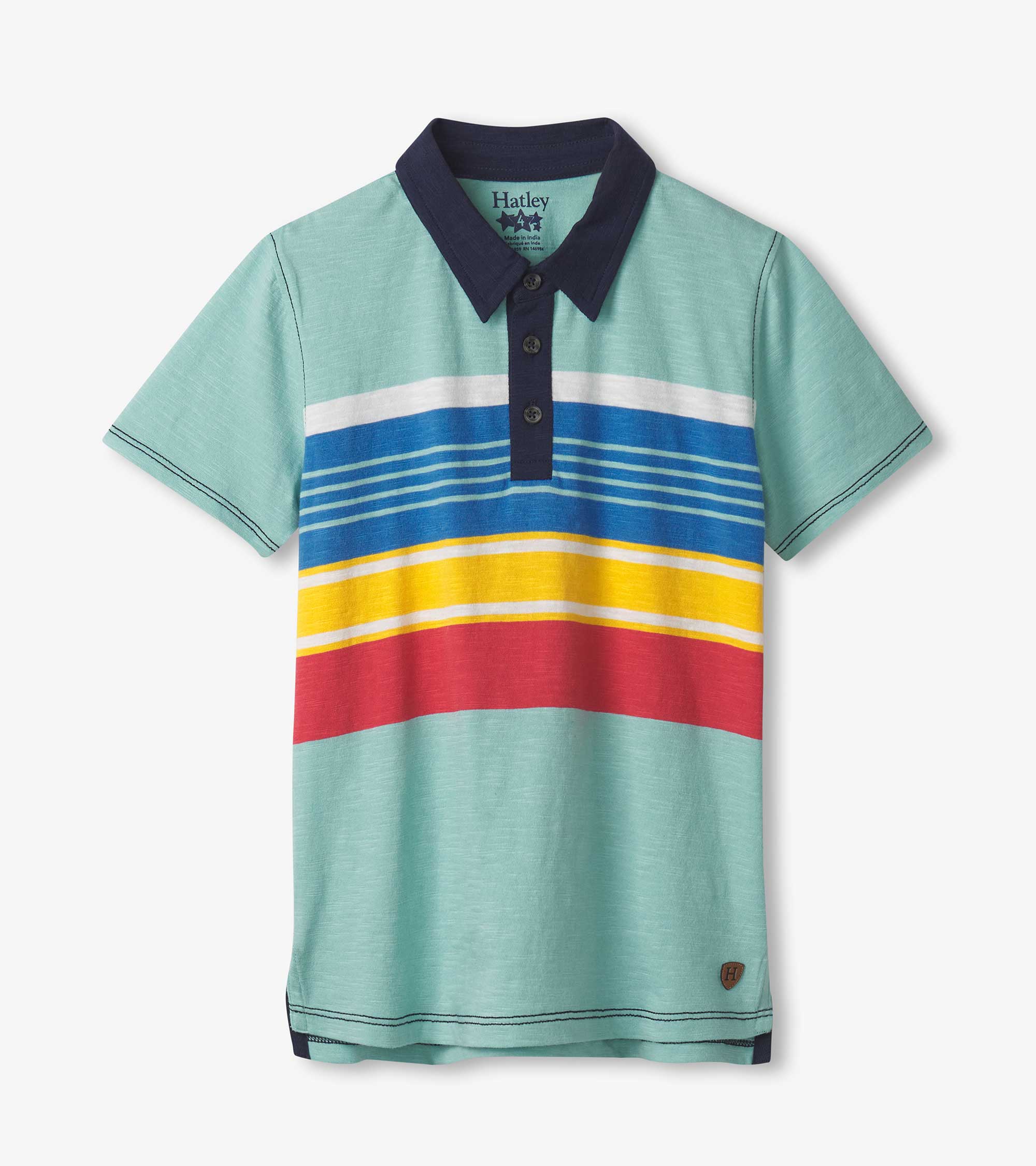 Hatley Boys Striped Teal Polo Tee
