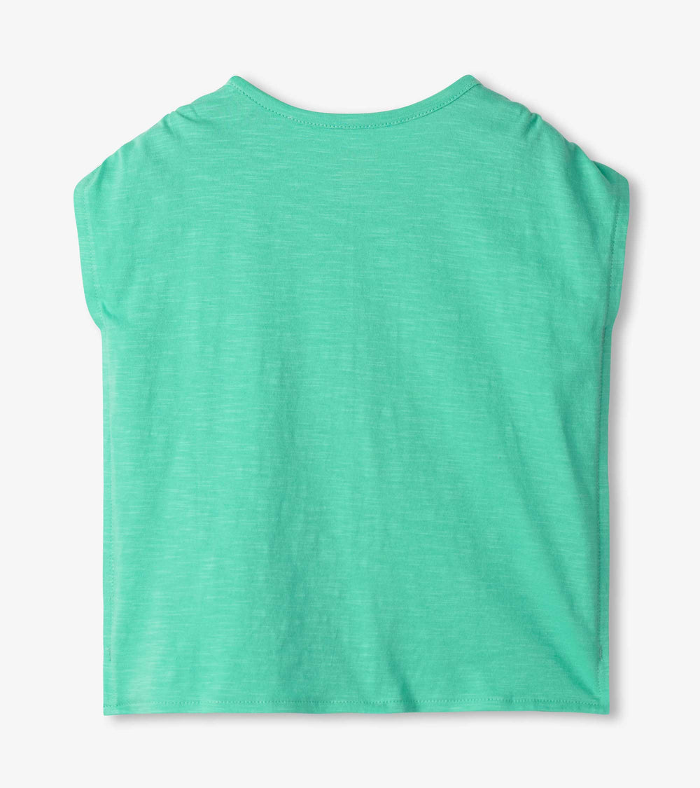 Hatley Girls Palm Tree Cinched Shoulder Top