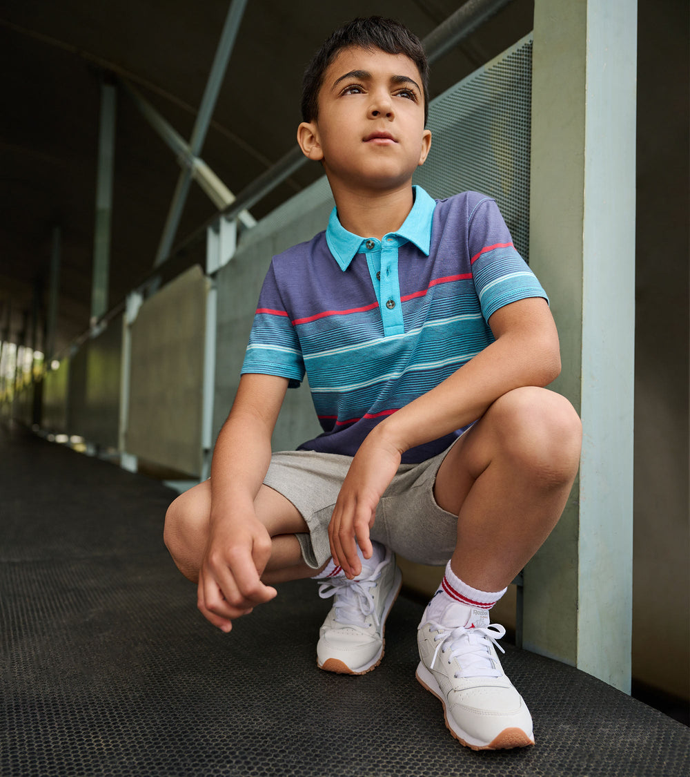 Hatley Boys Striped Blue Polo Tee
