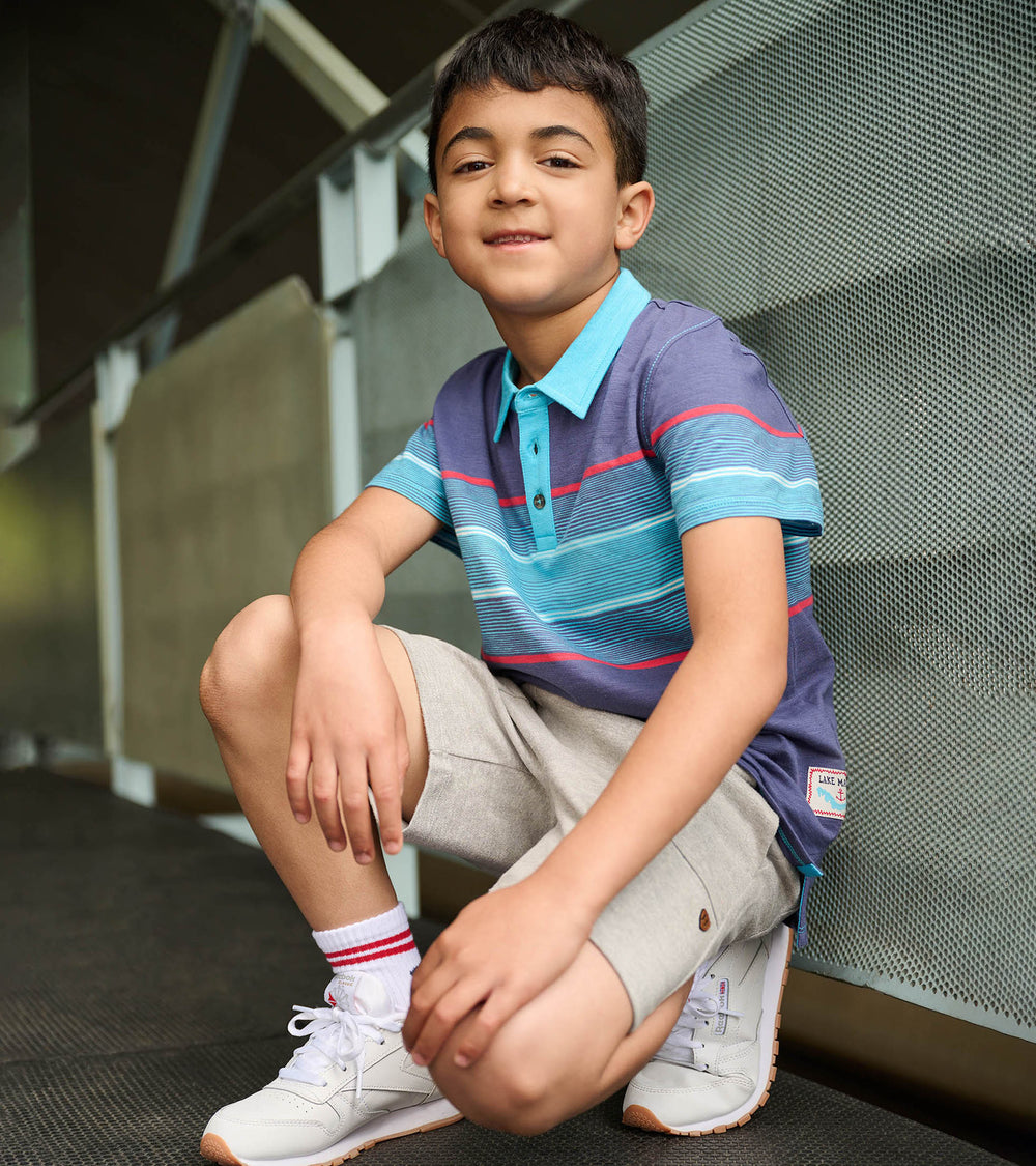 Hatley Boys Striped Blue Polo Tee