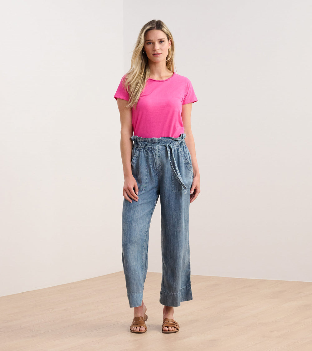 Hatley Braided Neck Tee - Fuschia