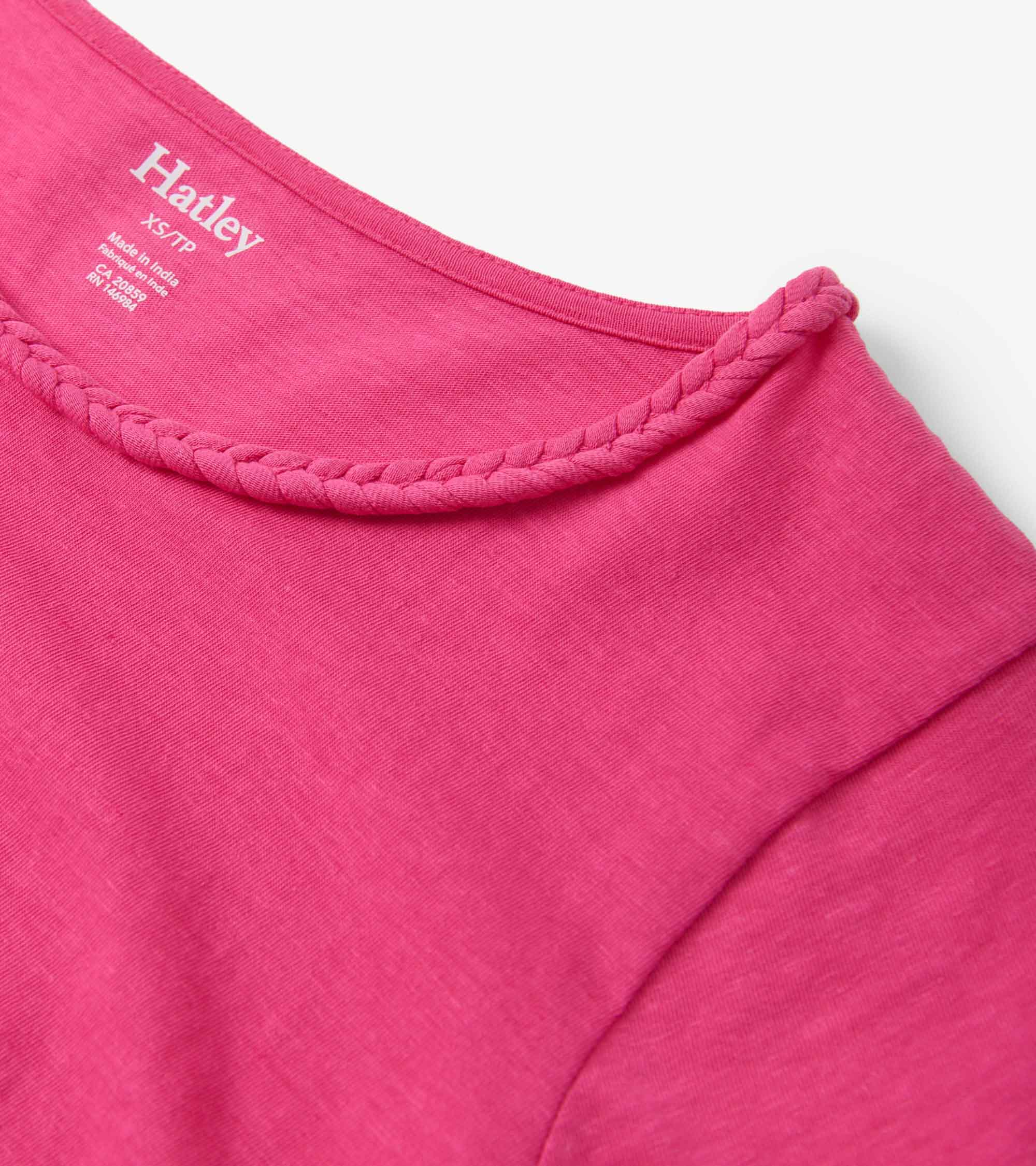 Hatley Braided Neck Tee - Fuschia