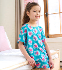 Hatley Girls Glowing Hearts Tee and Shorts Pajama Set