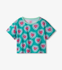 Hatley Girls Glowing Hearts Tee and Shorts Pajama Set